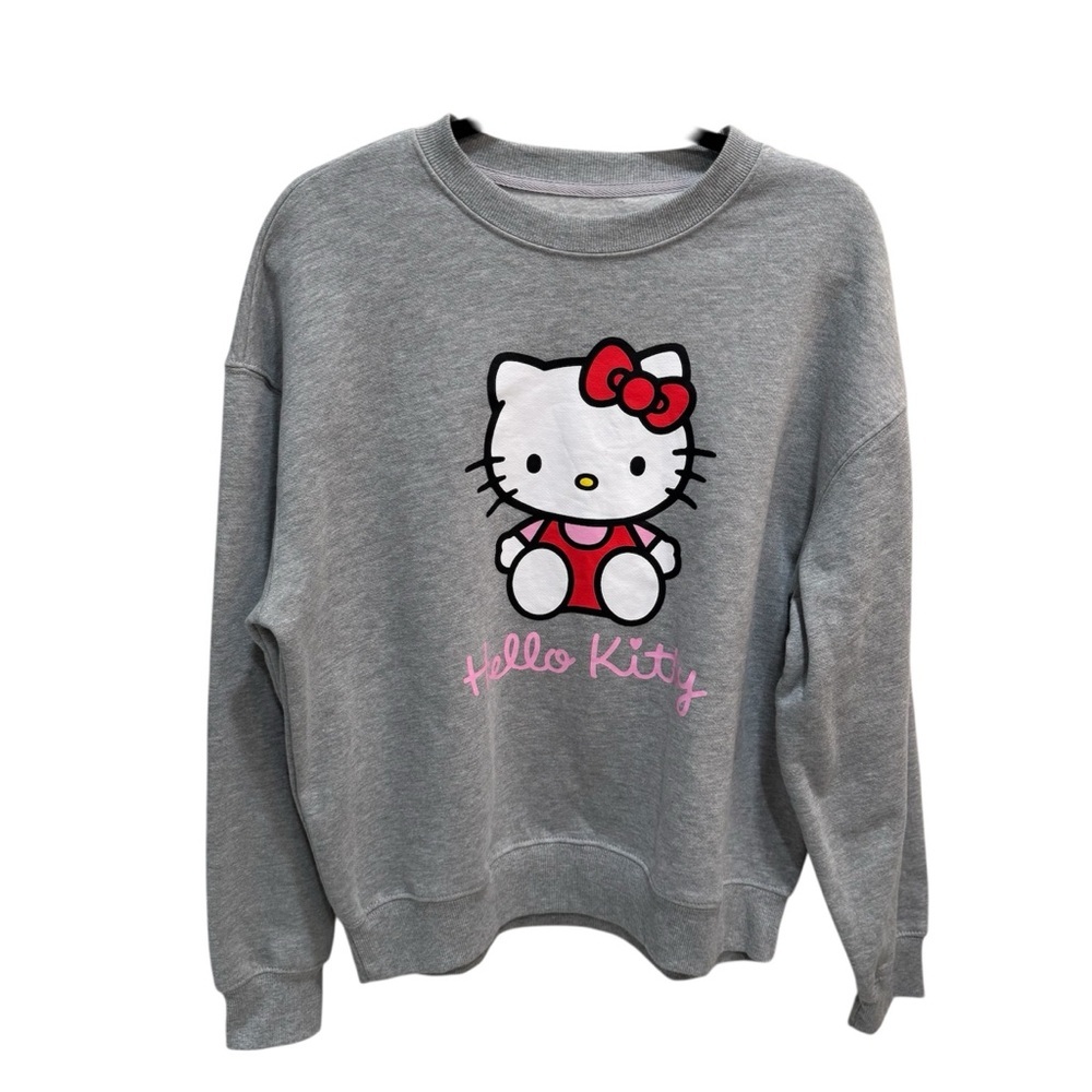 Hello Kitty by Sanrio Gray Crewneck Sweatshirt Womens Sz M Soft Cute Warm